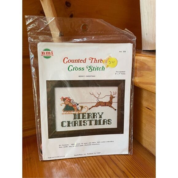 New Santa & Reindeer Cross Stitch Christmas Kit Counted NMI Needle Magic #525 - Picture 1 of 2